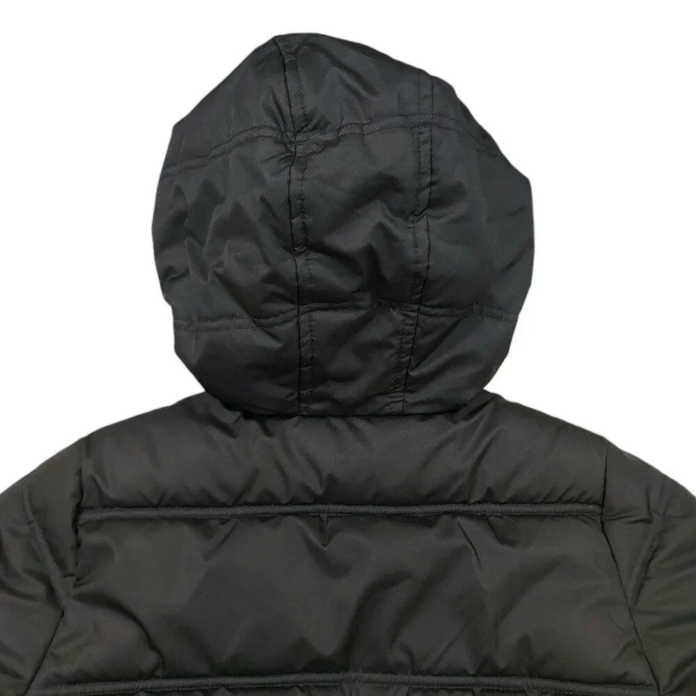 Faded Glory Puffer Jacket Youth XL 14/16 Black Pink Hooded Full Zip Fleece Warm